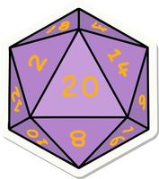 natural 20 D20 dice roll sticker vector