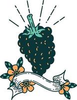 banner with tattoo style bunch of grapes vector