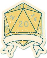 natural 20 critical hit D20 dice roll illustration vector