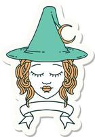 human witch character with banner sticker vector