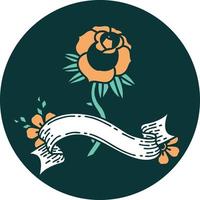 icon with banner of a rose vector