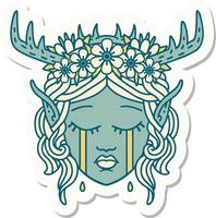 crying elf druid character face sticker vector