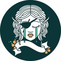 crying elf rogue character face icon vector