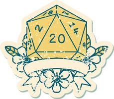 natural 20 critical hit D20 dice roll illustration vector