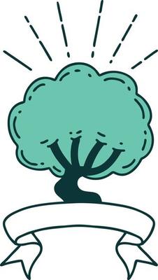 banner with tattoo style tree