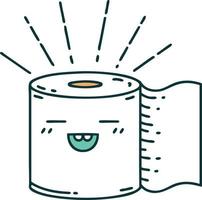 traditional tattoo style toilet paper character vector