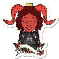 tiefling with natural twenty dice roll sticker vector