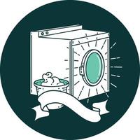 icon of tattoo style washing machine vector