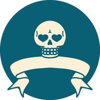 icon with banner of a skull vector