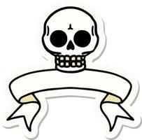 tattoo sticker with banner of a skull vector