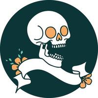 icon with banner of a skull vector