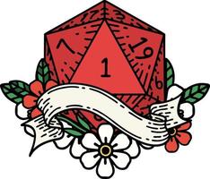 ilustración natural de una tirada de dados d20 vector