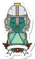 half orc fighter with natural twenty dice roll sticker vector