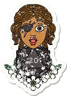 human rogue with natural twenty dice roll illustration