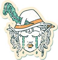 crying elf bard character face illustration vector