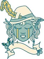 crying elven bard character illustration vector