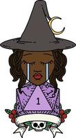 crying human witch with natural one roll illustration vector