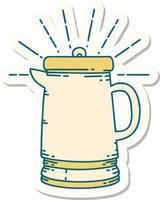 sticker of tattoo style coffee pot vector