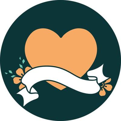 icon with banner of a heart