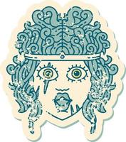 human barbarian character grunge sticker vector