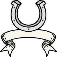 tattoo with banner of a horse shoe vector