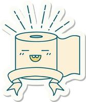 sticker of tattoo style toilet paper character vector