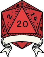 natural 20 critical hit D20 dice roll illustration vector