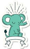 sticker of tattoo style cute elephant vector