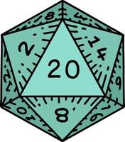 natural 20 D20 dice roll illustration vector