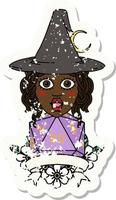 human witch with natural twenty dice roll illustration vector