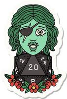 half orc rogue with natural 20 dice roll sticker vector