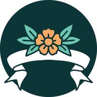 icon with banner of a flower vector
