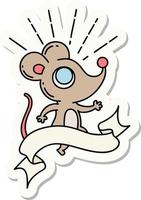 sticker of tattoo style mouse character vector