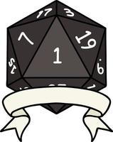 ilustración natural de una tirada de dados d20 vector