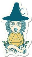 human mage with natural twenty dice roll sticker vector