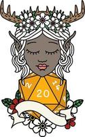 elf druid with natural twenty dice roll illustration vector