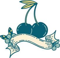 tattoo with banner of cherries vector