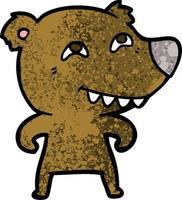 cartoon bear showing teeth vector