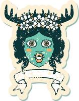orc druid character face with banner illustration vector