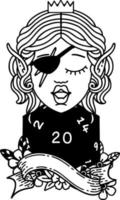 elf rogue with natural twenty dice roll illustration vector