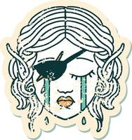 crying elf rogue character face illustration vector