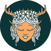 elf druid character face icon vector