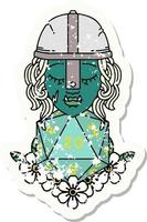 half orc fighter character with natural twenty dice roll illustration vector