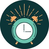 icon of tattoo style ringing alarm clock vector