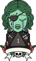 crying orc rogue character with natural one roll illustration vector