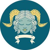 tiefling character face with scroll banner illustration vector