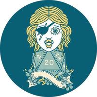 orc rogue character with natural twenty dice roll illustration vector
