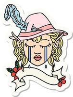 crying elven bard character sticker vector