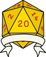 natural 20 critical hit D20 dice roll illustration vector