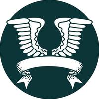 icon with banner of a wing vector